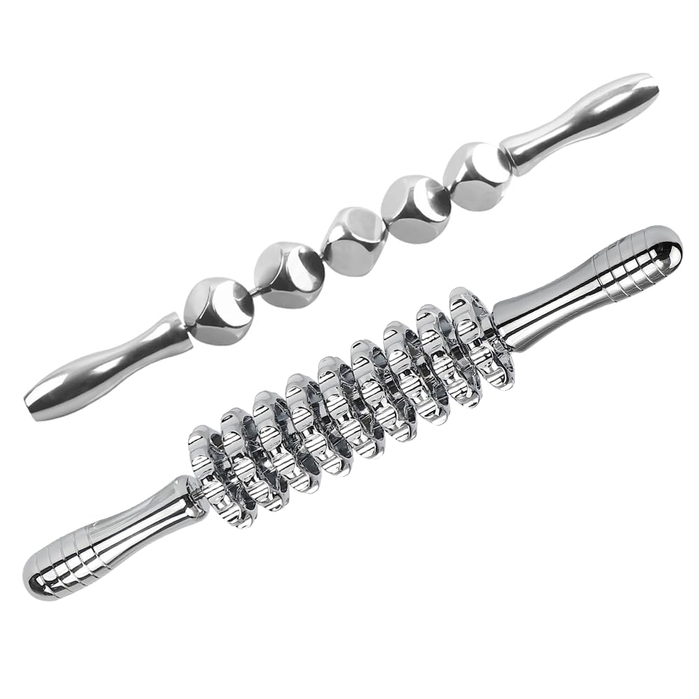 ONUEMP 2pcs Stainless Steel Massage Rollers for Ice Body Sculpting, Maderoterapia Kit Colombiana Professional, Cellulite Massager Roller, Lymphatic Drainage Massager, Cellulite Remover for Leg Back