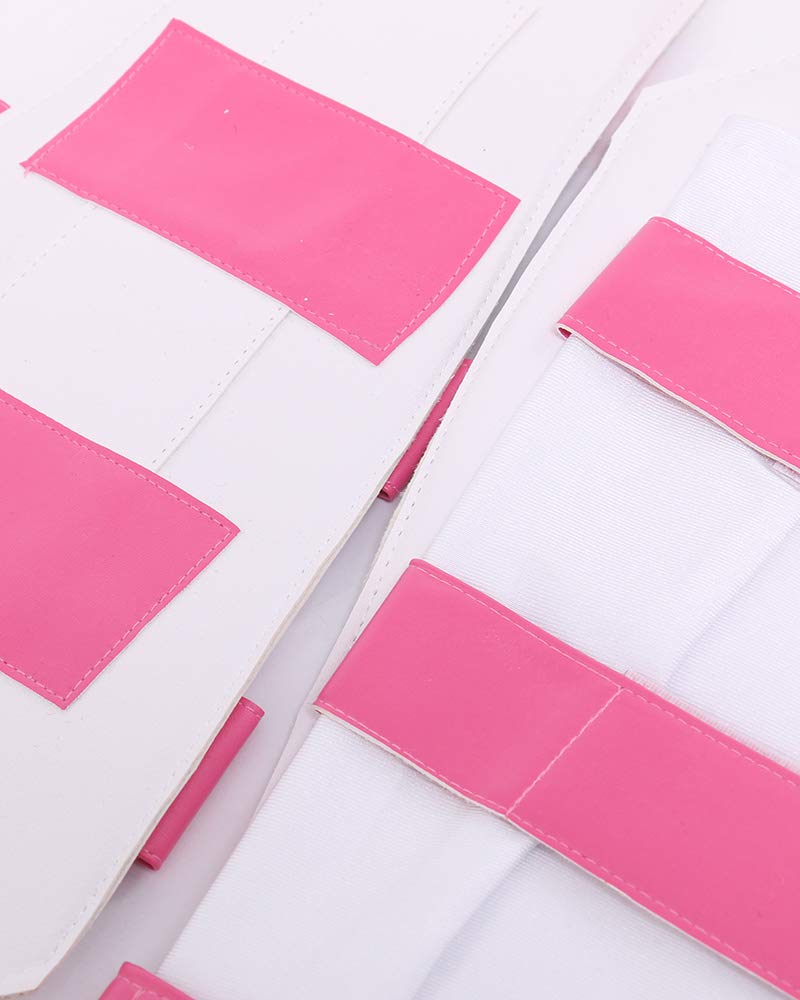 miccostumes Women's Superhero Cosplay Costume Pink White Bodysuit With Belt Set: X-Large