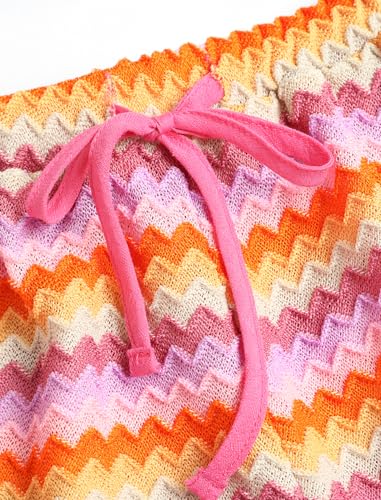 Image of ZAFUL Womens Beach Cover Up Pants Sexy Crochet Drawstring Elastic Boho Swimsuit Cover Up Long Pants Beach Wear