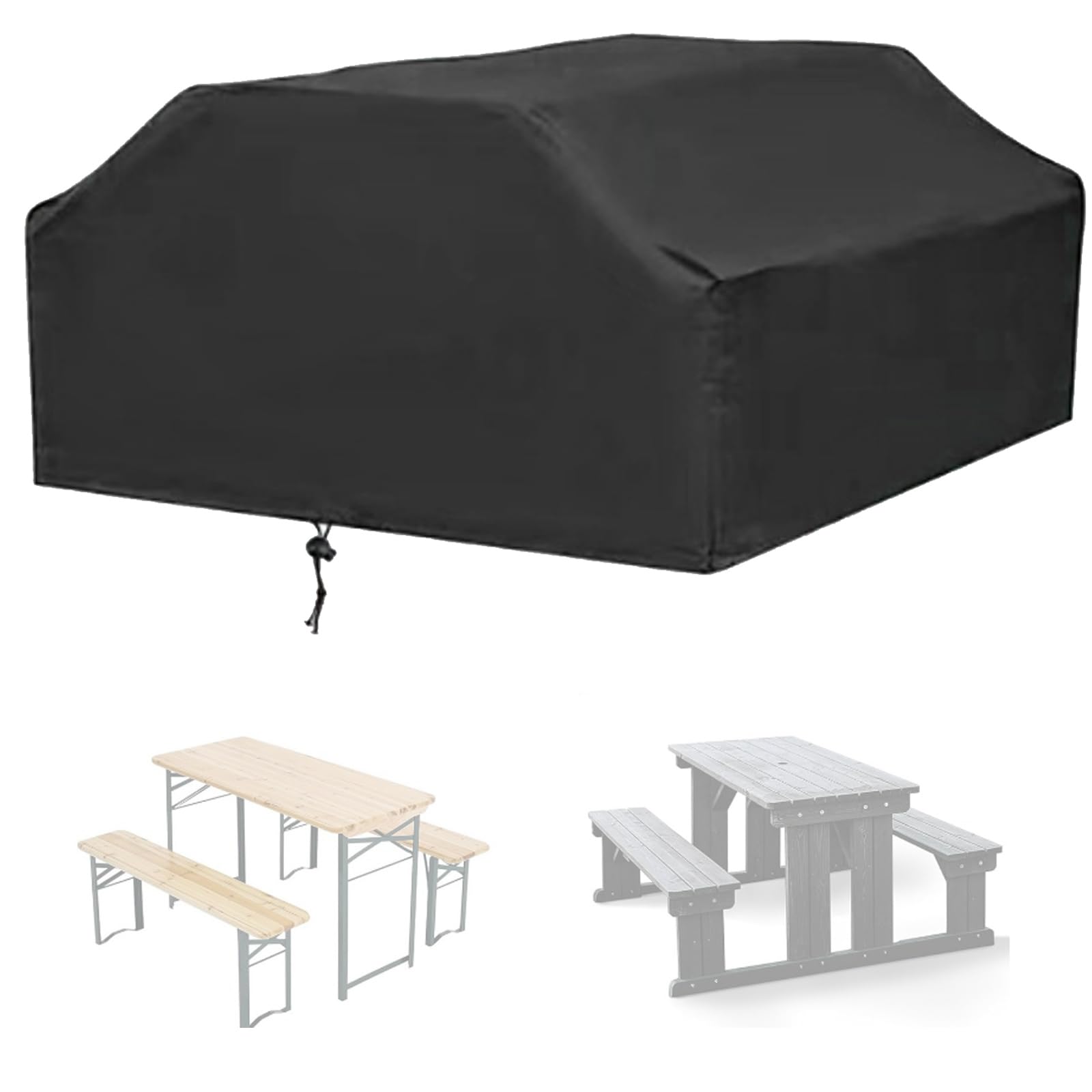 Outdoor nic TabCover Wodoodporny 210D420Ox Protect na stoły i ławki dziecięce GarCamping Fur Cover (rozmiar: 160 * 150 * 80 cm Kolor: Czarny)