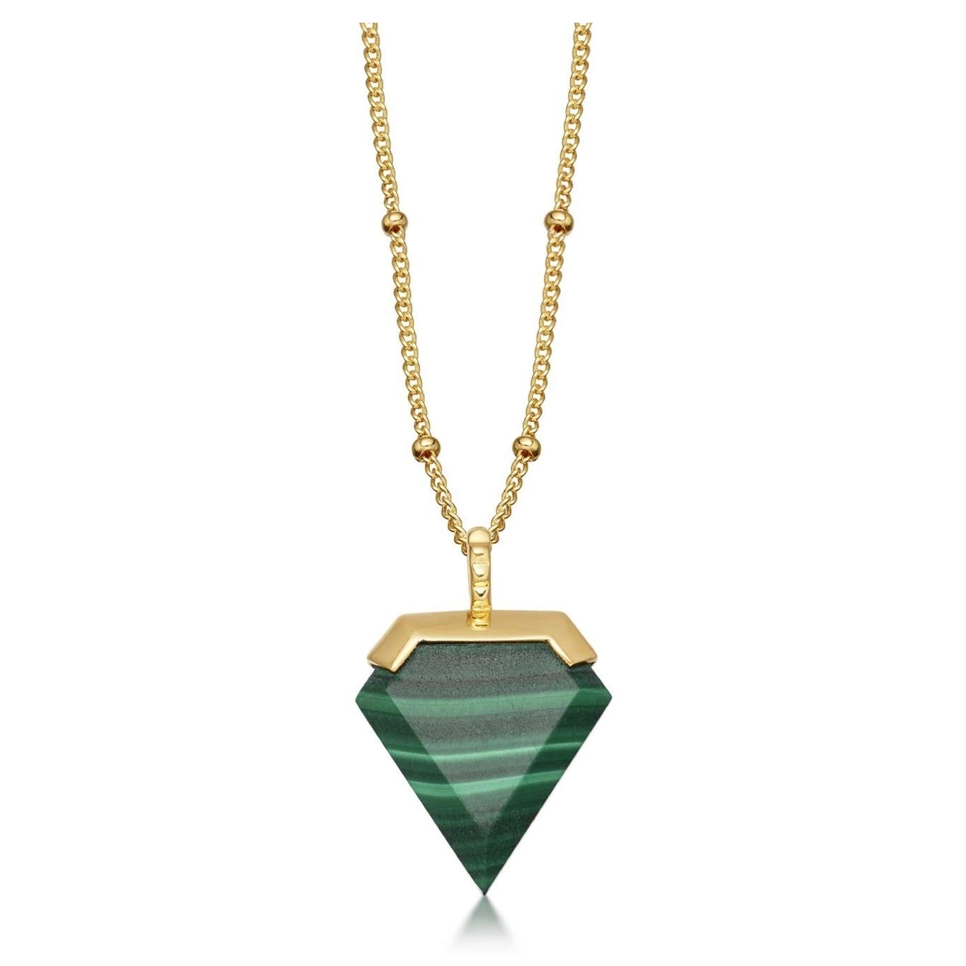 Malachite Necklace Dainty Gemstone Necklace for Women 18K Gold Plated Over 925 Sterling Silver