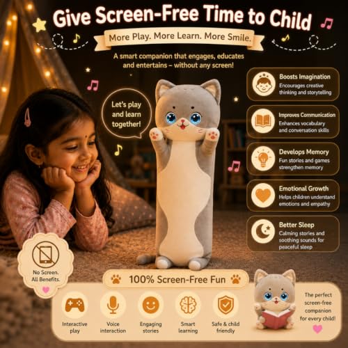 Image of Adorable Long Cat Stuffed Toy AI Plush Toy Soft Snuggly Kitty Pillow for Couch