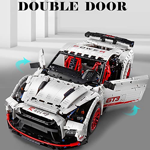 Technik Auto Bausteine für Nissan GTR, Mould 13172, Technik Rennwagen Modell, Groß MOC Klemmbausteine Bausatz Kompatibel… – Bild 4