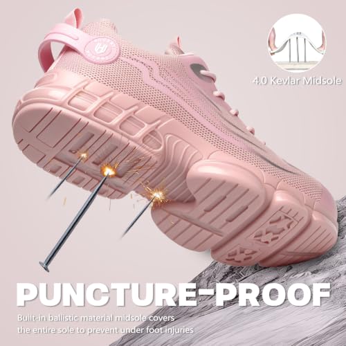 Image of Hogent Steel Toe Shoes for Men Women, Ultra Lightweight Premium Comfortable Work Sneakers, Puncture Proof Air Cushioned All‑Day Wear Safety Toe Shoes for Industrial Construction Warehouse Factory Work