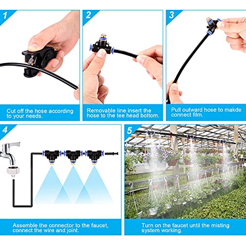 image for AGPTEK Mist Cooling System 65.6Ft Misting Line with 23 T-Joint Mist No