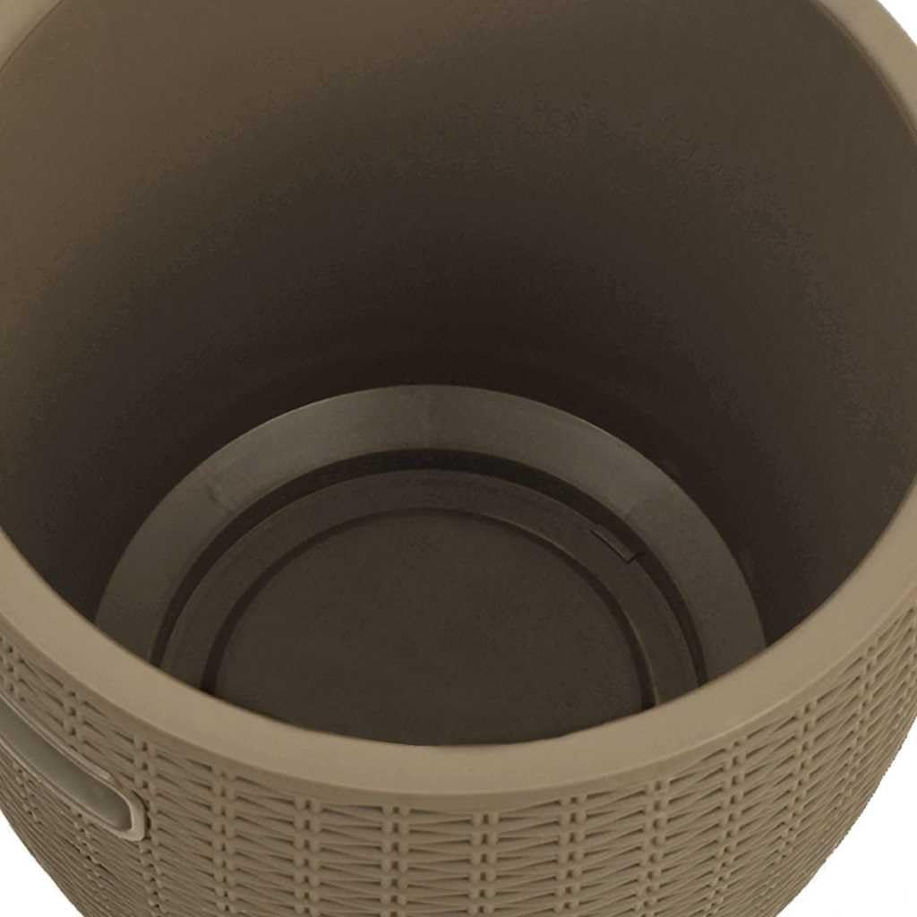 Cassapanca da giardino 4 in 1, marrone chiaro, in polipropilene con effetto rattan, 42,5 x 42,5 x 44 cm, capacità 37 litri, resistente alle intemperie e ai raggi UV, come contenitore