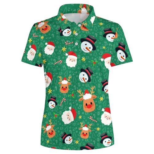 Funny Golf Polo Shirts For Women Christmas Short Sleeve Golf Shirt Christmas Women Tops Golf Outfits For Women
