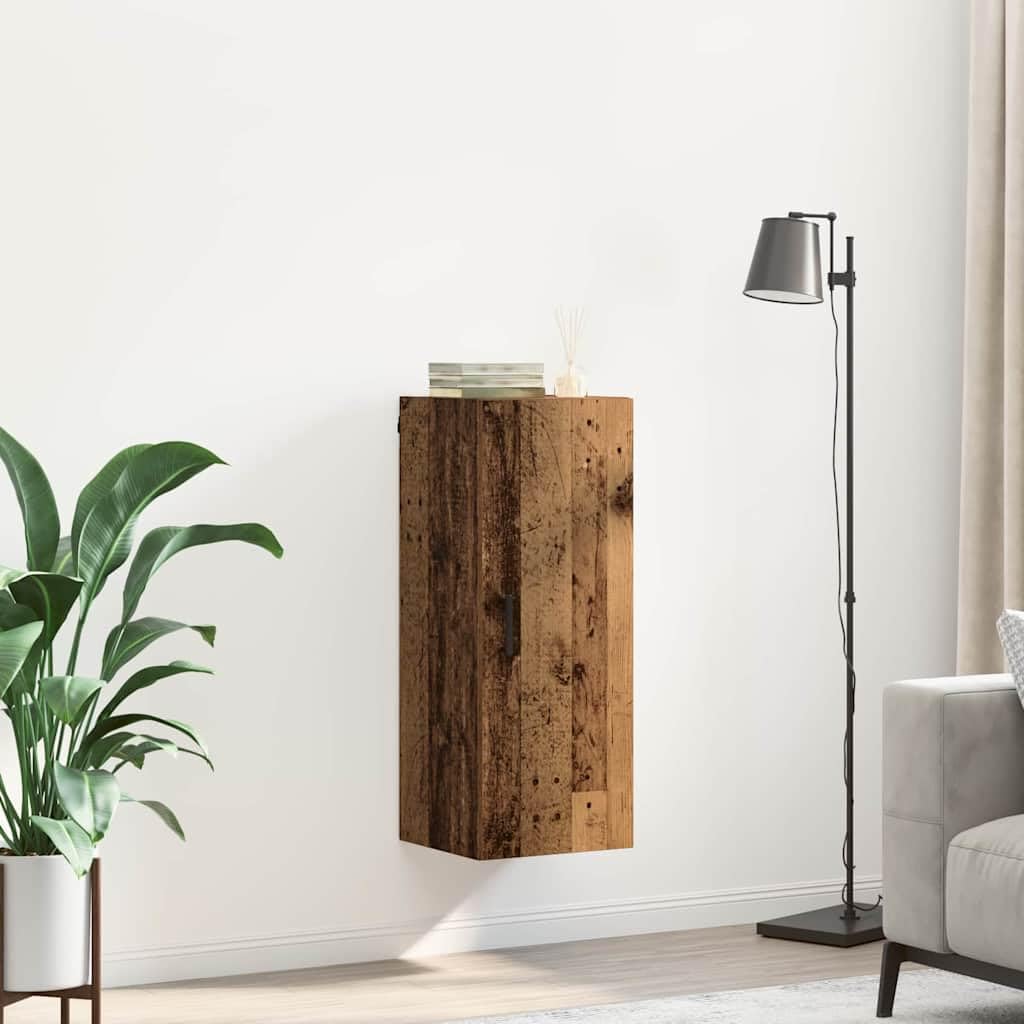 Wall Mounted Engineered Wood Cabinet with Door | Measures 34.5 x 34 x 90 cm with matte handles, providing vertical storage for living rooms, hallways, and home offices.