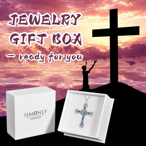 SIMONLY Cross Urn Necklaces for Ashes 925 Sterling Silver Turquoise Obsidian Opal Necklace Memorial Keepsakes Cremation Jewelry for Ashes for Men Women Loved Ones4
