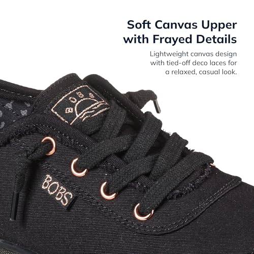 Skechers Women's Bobs B Cute Sneaker – Memory Foam, Flexible Outsole, Lightweight Vegan Shoes, Black/Black, 9.5 Wide