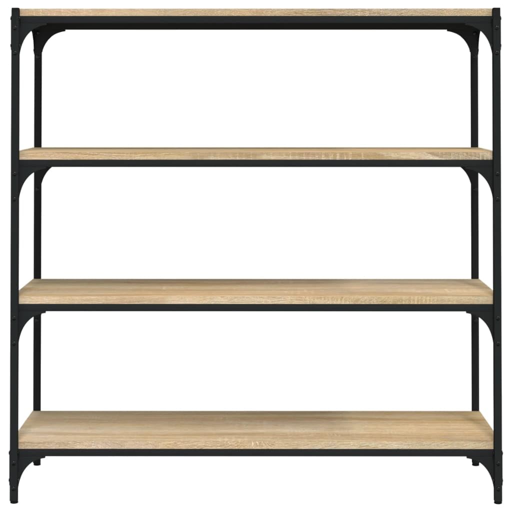 Générique Sonoma dębowa szafka pod telewizor, 100 x 33 x 100 cm, regał w stylu industrialnym z 4 drewnianymi półkami inżynieryjnymi i stalową ramą, do przechowywania do salonu lub biura