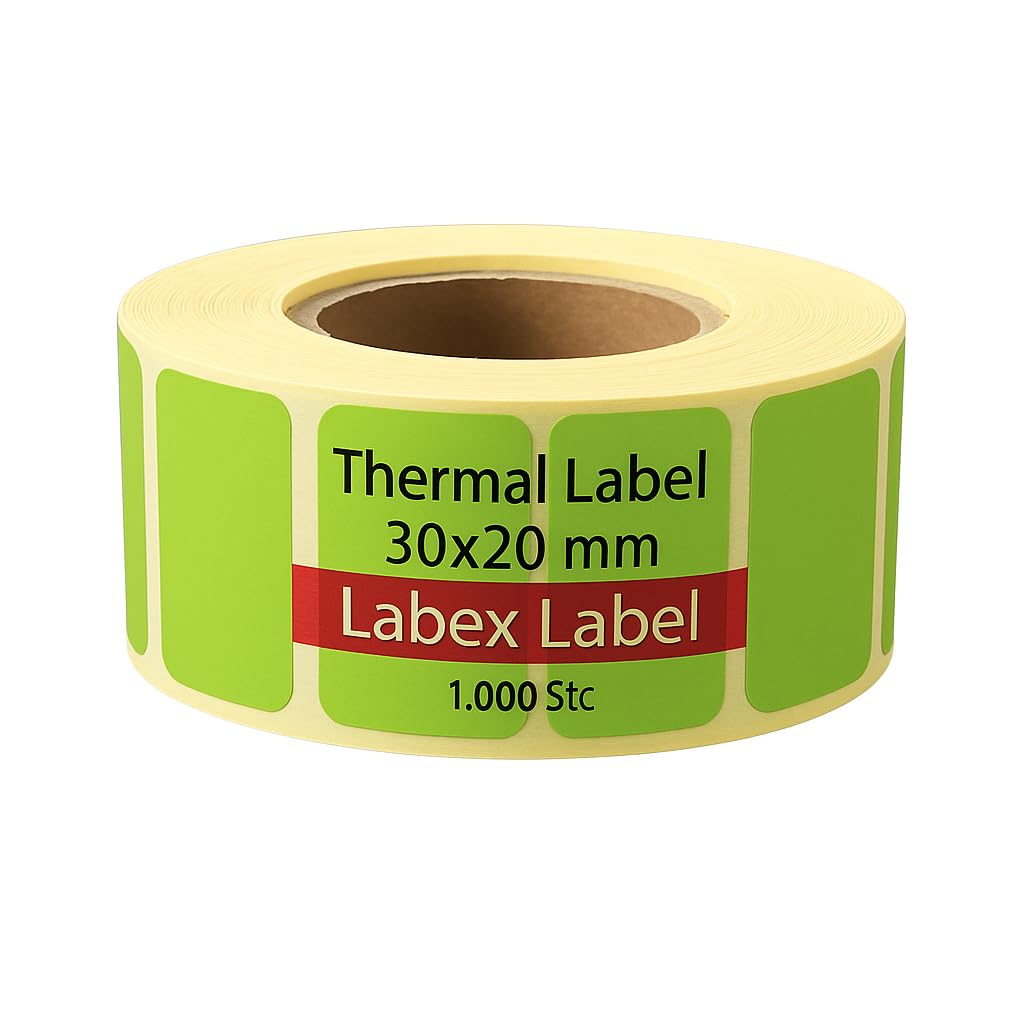 30 x 20 mm Coloured (Green) Thermal Labels on Roll - Self-Adhesive Labels for Address and Shipping Labels (1 Roll) - Thermal Direct Labels