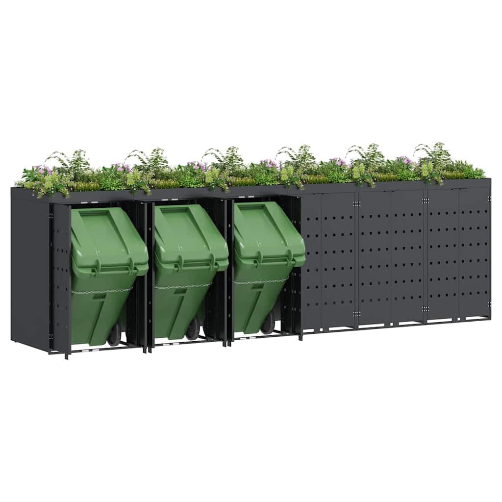 Genérico Almacenamiento de Cubos Wheelie para 6 Cubos Antracita,Casa y jardín,Productos del hogar,Accesorios para contenedores de residuos,Soportes para contenedores de residuos-3394747