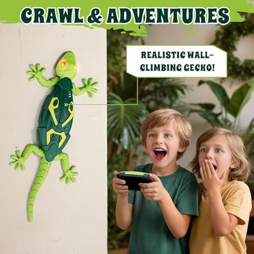 Image of Famello Remote Control Robot Lizard | 360 Rotation, Low Noise, LED Lights | Fun Wall Crawler Prank Toy for Kids Ages 4+