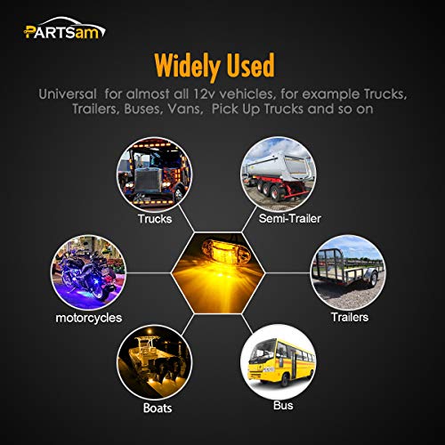 Partsam 4 Pcs 2.5Inch Oval Amber Lens 2 Diode Led Trailer Truck Clearance Side Marker Light #TOP6
