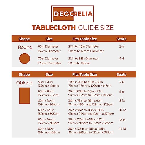 Decorelia Fall Faux Linen Round Tablecloths 60 inch, Waterproof Washable Texture Rustic Circle Table Cloth Cover for Dining Kitchen Party Farmhouse Outdoor(60 Inch,Round (2-4 Seats),Burnt Orange) by Decorelia - Used condition - Image 5
