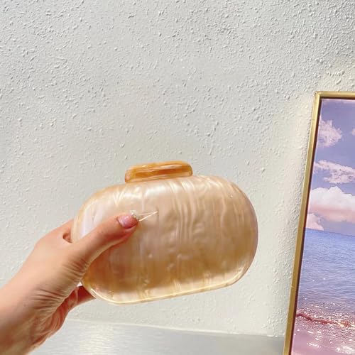Image of Acrylic Evening Clutch Bag for Women Shell Shape Shoulder Crossbody Bag Glitter Marble Purse Handbag