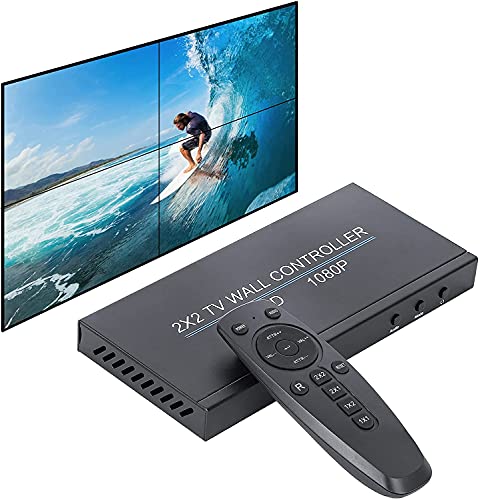 Spolehli Video-Wand-Controller 2x2 HDMI Video Wand Prozessor 1080p 2x1 3x1 4x1 1x2 1x3 1x4 Multi-Screen Spleißen Display Controller mit Fernbedienung für 4 TV Spleißen (4-Kanal) Cover