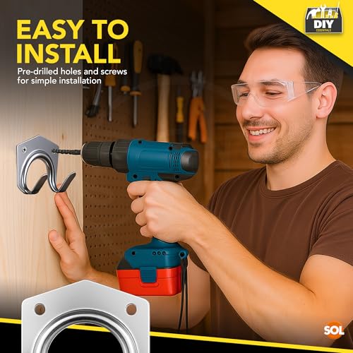 SOL 15pk DIY Tool Hooks for Shed, Metal Aluminum Garage Storage Hooks with 30pcs Screws, Durable and Rust-Resistant, Heavy-Duty Wall Hooks for Tools, Bikes, Ladders, and Garden Equipment 7 SOL 15pk DIY Tool Hooks for Shed, Metal Aluminum Garage Storage Hooks with 30pcs Screws, Durable and Rust-Resistant, Heavy-Duty Wall Hooks for Tools, Bikes, Ladders, and Garden Equipment - Image 7