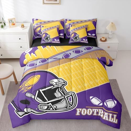 Erosebridal Football City Queen Comforter Set with Sheets 7 Piece Rugby Football