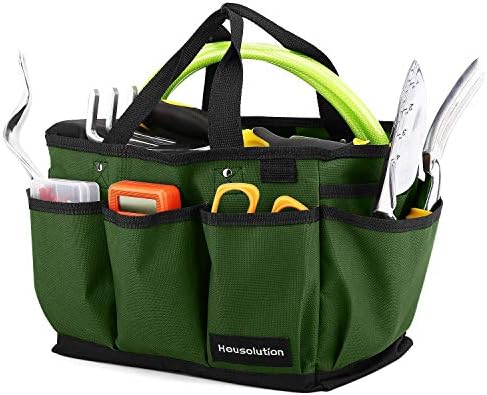 Housolution Gardening Tote Bag, Deluxe Garden Tool Storage Bag and Home Organizer with Pockets, Wear-resistant & Reusable, 12 Inch, Dark Green - Thumbnail 3