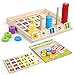 NEWSTYLE Giochi Bambini 2 3 4 Anni, Giocattoli Educativi Montessori da Puzzle in Legno, Anelli impilabili per Imparare la Matematica Contare e Imparare i Colori, Giochi Educativo Set Regalo