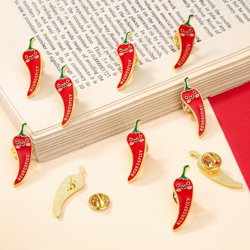 Image of Ferreve 10 Pcs Positive Pepper Chilli Brooch Pin Mental Health Gifts Neurospicy Brain Neurospicy ADHD Enamel Pin Alloy Brooches Dietitian Gifts Chilli Pepper Party Favors