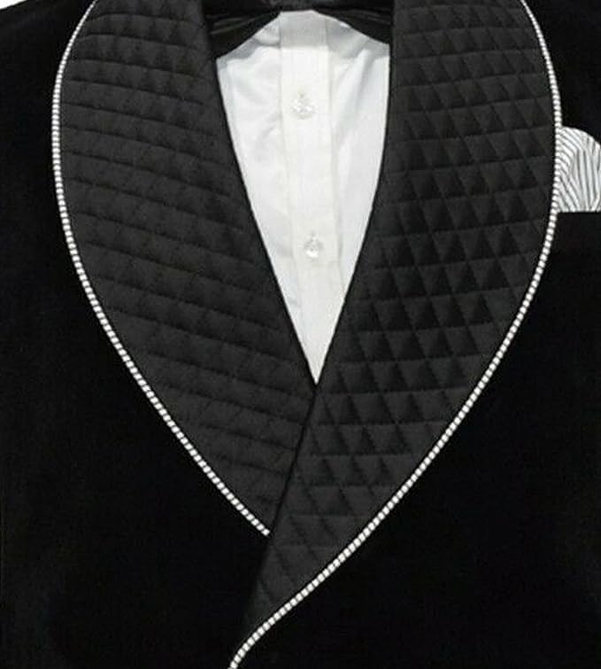 Smoking Jacket, Men Double Breasted Luxury Velvet Black Cigar Blazer for Dinner,Party,Wedding,Hosting,All Ocasion4