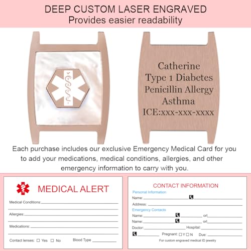 Personalized Medic Gifts: Custom Engraved Emergency ID Bracelet, Stainless Steel & Silicone, 6-7.5in4