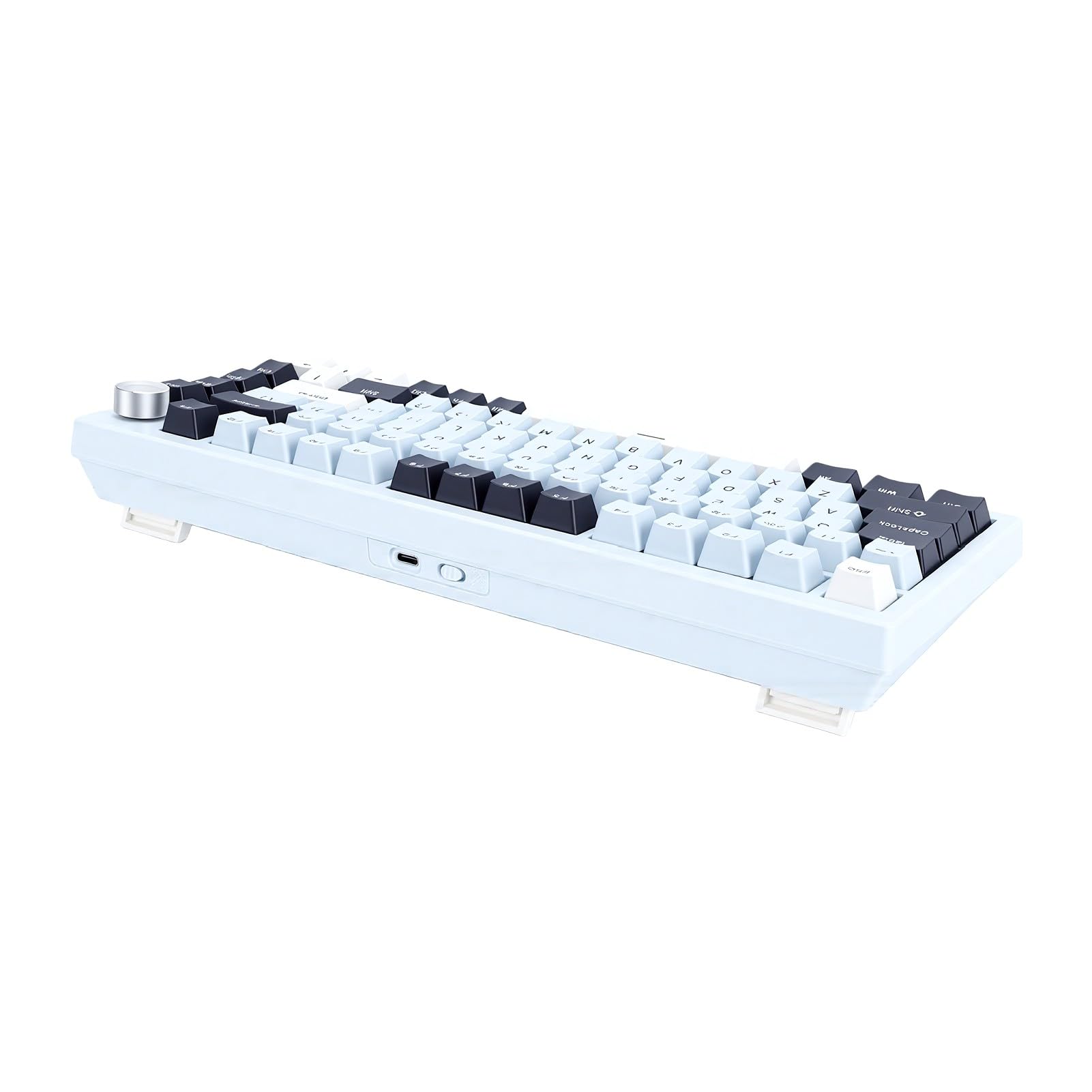 Bewinner Tastiera Meccanica Wireless a 81 Tasti, Tastiera Retroilluminata RGB con Interruttore Blu POM Layout 75% con Connessione Cablata Bluetooth 2.4G per PC Portatile da Gioco (Blu Islanda)