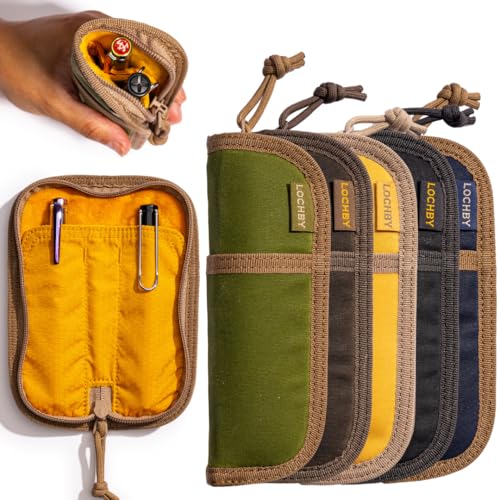 Image of LOCHBY Duo Pen Pouch | Slim and Elegant Pen Pouch, Durable Waxed Canvas, Lightly Padded for Fountain Pen and Mechanical Pencil, Compact Design Holds 2 Pens, for Everyday Carry