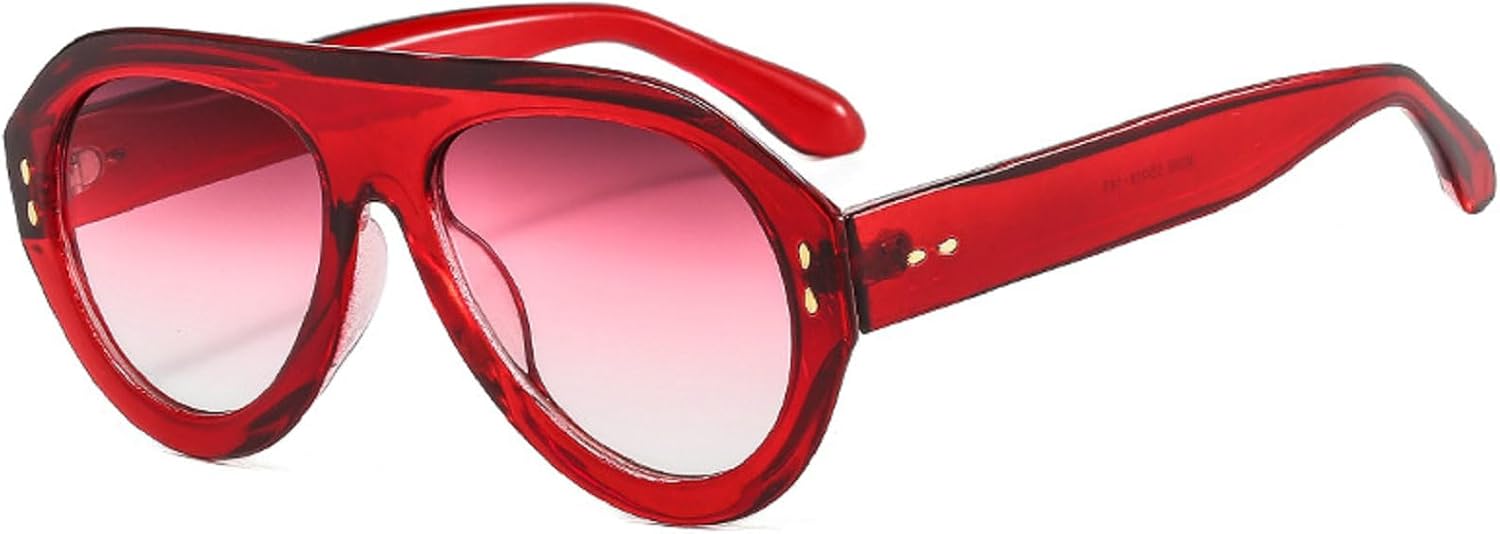 mincl Popular Fashion Pilot Sunglasses Women Shades UV400 Retro Rivets Decoration Gradient Trending Men Round Sun Glasses - Image 2