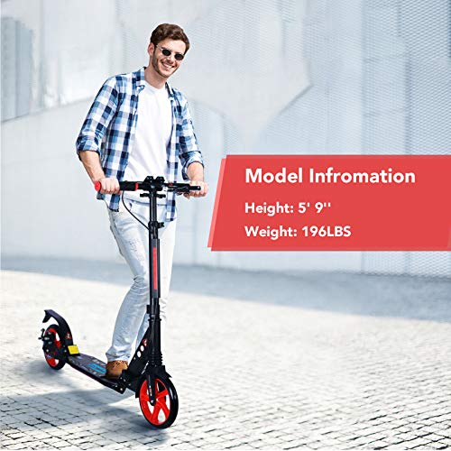 Scooter for Adults Scooters for Teens 12 years and Up, Disc and Rear Dual Brakes Design, Kick Scooters with Carry Strap and Bell, Large 8\" Wheels, Easy-Folding System, Height-Adjustable, Up to 220 lbs - Thumbnail 3