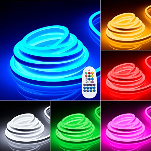 Flash Deals - 80% OFF TORCHSTAR 50ft LED Neon Rope Lights Outdoor, IP67 Waterproof, 120V Max 100ft Linkable Lighting, Ambient Multi-Color Light Indoor Decor, for Bedroom, Commercial Building, RGB