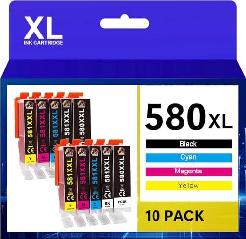 ONLYU PGI 580 XXL CLI 581 XXL Cartucho De Tinta Compatible Para Canon 580 Para Canon 581 Para PIXMA TS6150 TS6151 TR7550 TR8550 TS6250 TS6351 TS6350 TS6251 (2PGBK 2Negro 2Cian 2Magenta 2Amarillo