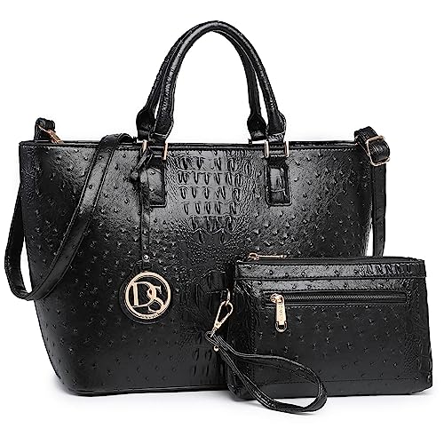 Dasein Women Satchel Purse Handbag Shoulder Bag Work Tote Bag with Matching Clutch