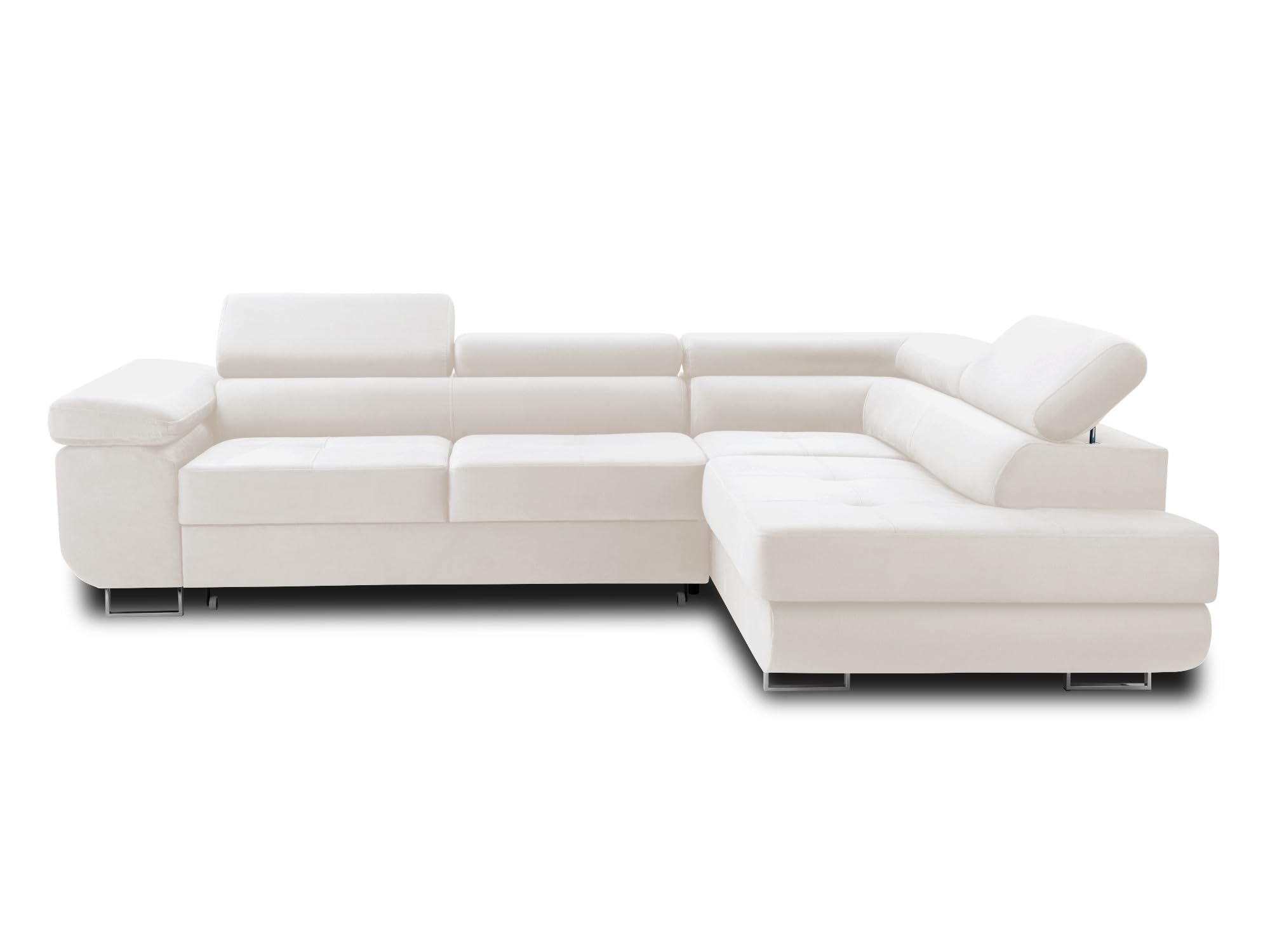 Bestmobilier Pablo - canapé d'angle Droit - 5 Places - Convertible avec Coffre et têtières réglables - en Velours
