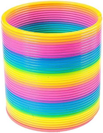 Miniatura 4 de The Dreidel Company Muelle helicoidal de plástico arcoíris jumbo, recuerdo de fiesta para niños, envuelto individualmente, resorte de 7 pulgadas