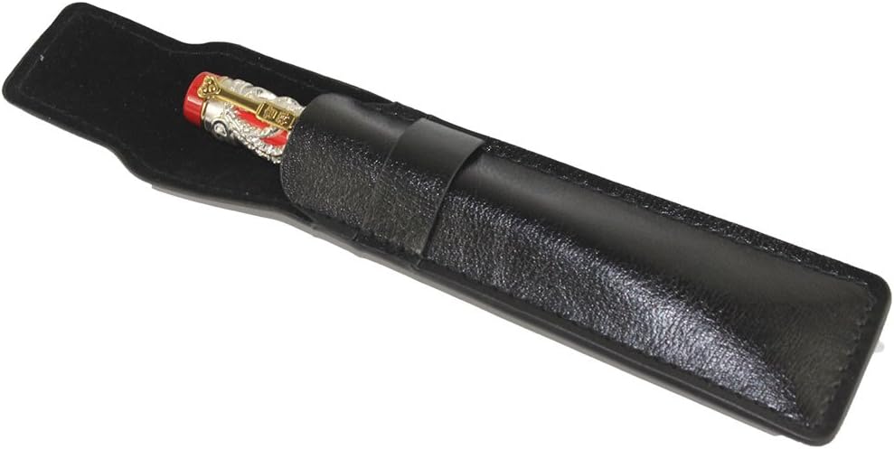 Gullor Noblest Dragon and Phoenix Fountain Pen with PU leather pen pouch and 5 colour ink cartridge - Silver and red
