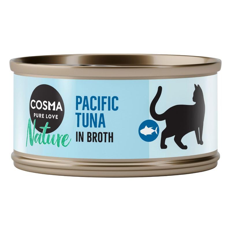 Cosma Nature 70 g | Katzenfutter nass | Nassfutter | mit 75% zartem Fleisch oder Fisch | schonend im eigenen Saft gegart | ganz ohne Zusatzstoffe (18x, Pazifikthunfisch)