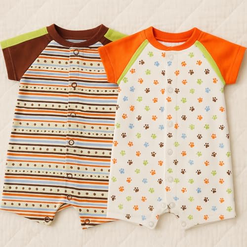 Image of TuddyBuddy 100% Cotton Romper /Jumpsuit /Bodysuit Set for Baby (Pack of 2 Playsuits)