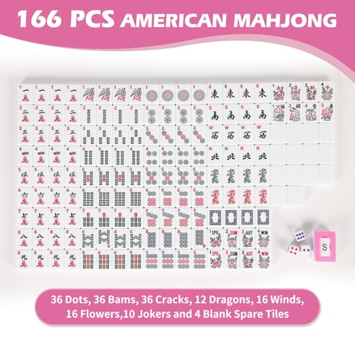 American Mahjong Set 166 piezas portátil con dados y bolsa miniatura 2