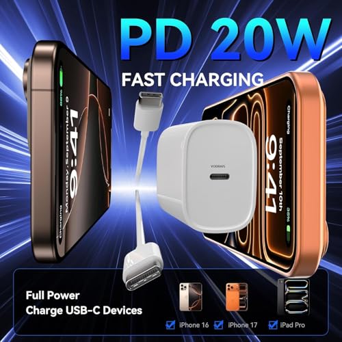 Image of 20W Charger with Type C to C Cable (MFi-Certified) for iPhone Charger with Nylon Braided Cable Compatible with iPhone17,16,15,Air Pro Max Plus Series, iPad & Other Devices