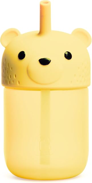 Munchkin Gentle Transition Honey Bear Straw Cup, Squeezable Sippy Bottle for Easy Drinking, 9 Ounce, Yellow