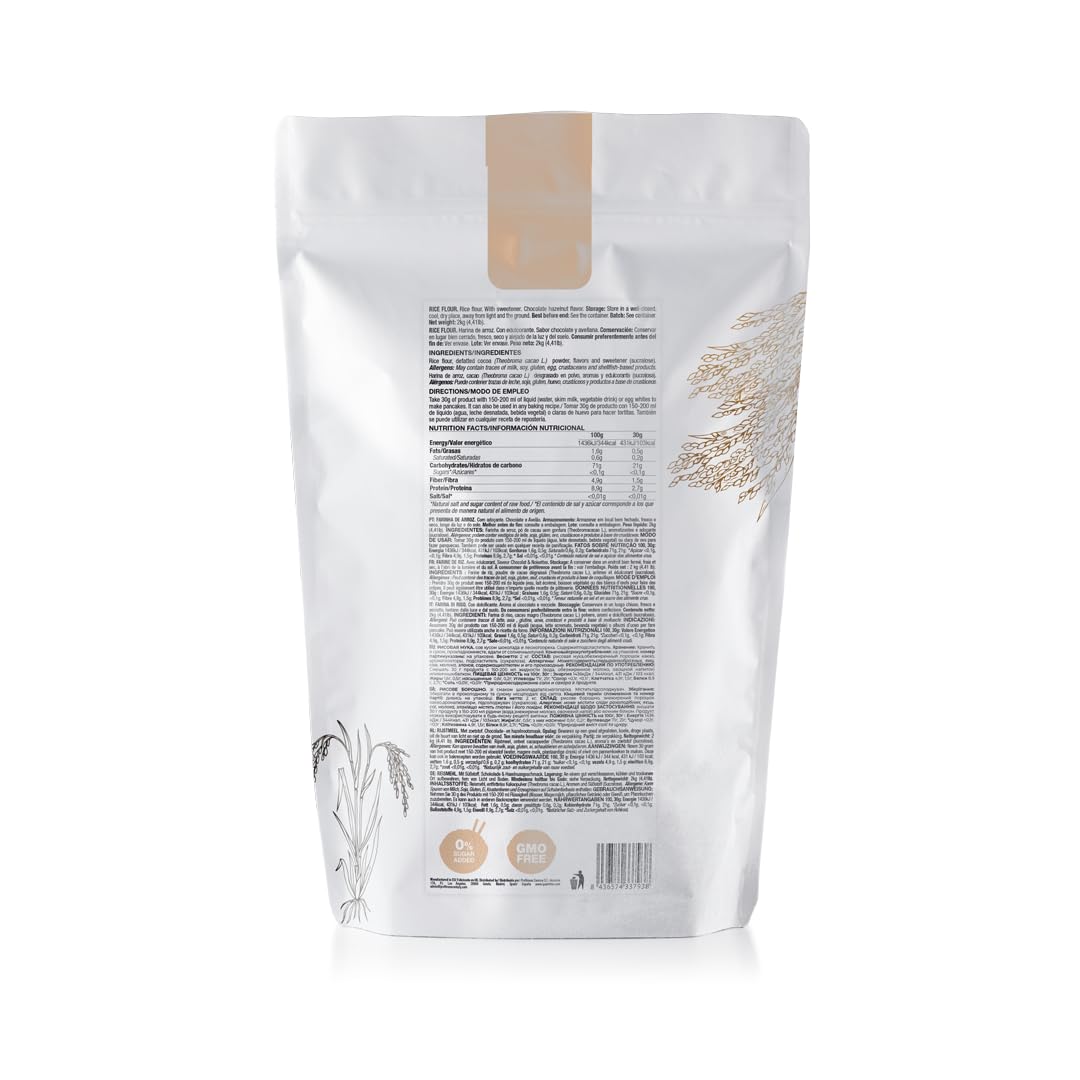 Quamtrax Nutrition - Instant Rice Flour - Harina de Arroz - 2000 gr - con sabor a Brownie (Choco Hazelnut, 2000gr)