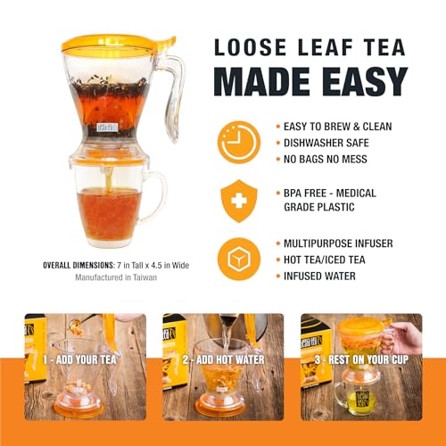 Image of Tiesta Tea Ultimate Live Loose Leaf Kit, Tea Starter Kit with High to Non-Caffeinated Blends, Hot & Iced Brews, Includes Black, Green, Herbal Sample Bags and 16oz Brewmaster Dispensing Infuser