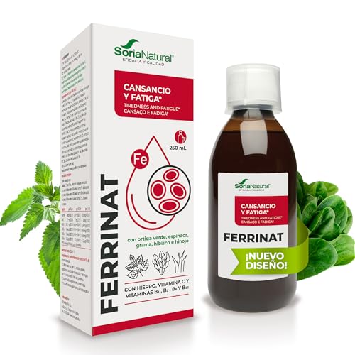 Soria Natural Ferrinat - Hierro de ALTA ABSORCIÓN - Hierro con Vitamina B12, B6, B2, B1 y Vitamina C - Concentrado de zumos naturales antioxidante - El hierro ayuda a reducir el cansancio - 250mL