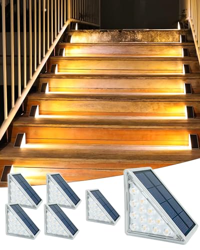 Asteria Solar Stair Light 6 Pack Solar Step Lights Outdoor IP67 Waterproof