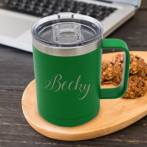 My-Personal-Memories-Custom-Personalized-15-oz-Insulated-Coffee-Mug-Travel-Tumbler-with-Handle-and-Lid-Monogrammed-and-Engraved-with-Your-Text-Green