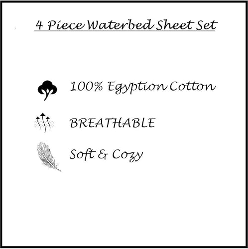 Miniatura 4 de Juego de sábanas para cama de agua de tamaño súper individual, sábanas adjuntas de 4 piezas, juego de sábanas de agua sólido marfil, ultra suaves,